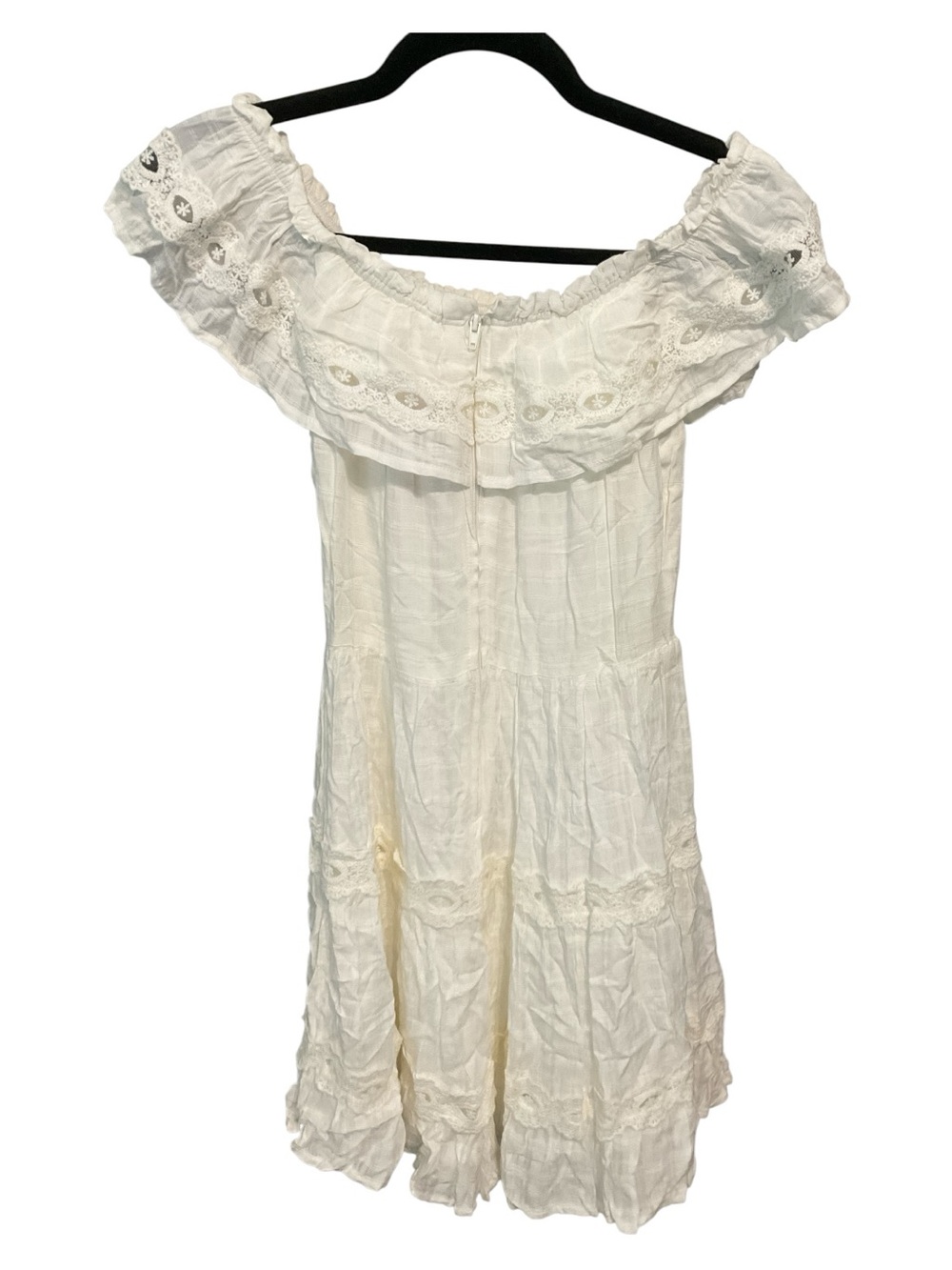 Xhilaration White Off-Shoulder Lace Trim Mini Dress A31 - Picture 3 of 7